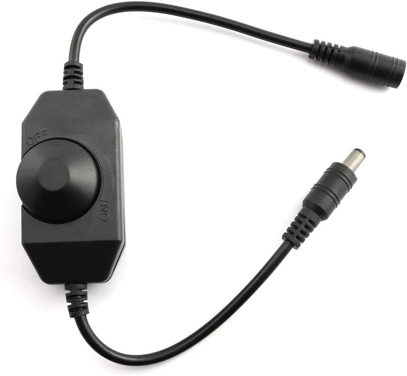 Maxmoral 1pc DC 12V 24V LED Strip Dimmer Switch with DC Female Male Adapter Single Color Mini LED Lamp Lighting Accessories Brightness Adjustable Controller Manual Knob Dimmer Switch Black - Image 1